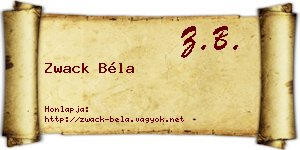 Zwack Béla névjegykártya